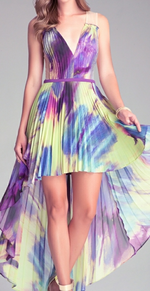 Bebe Hi Low pleated dress sz 8 NWT